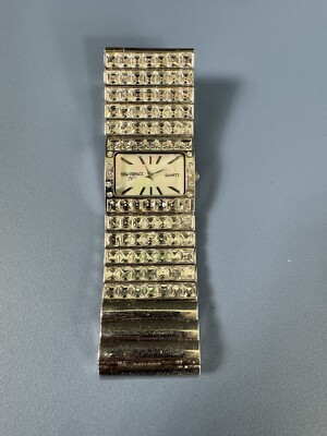 NINA VERSACE Womens Silver Diamond Bracelet Fashion Watch