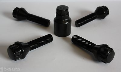 Set Of 4 Alloy Wheel Locking Bolts For Mercedes CLK W208 W209 - 40mm Long, M12x1.5 Thread