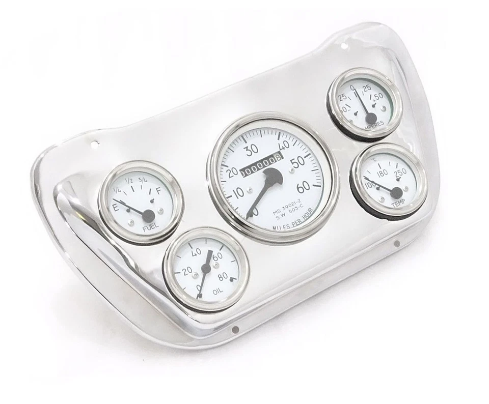 Cuadro de instrumentos medidor de tablero de panel + placa de montaje cromada para Willys jeeps AE Foto 3 de 4