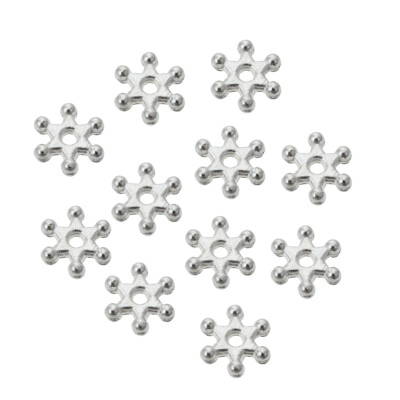 Metallperlen Spacer Kugelringe Schneeflocke 7 x 2 mm - versilbert