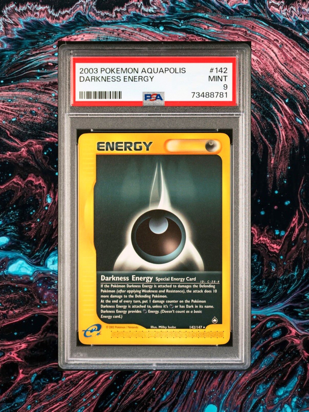 PSA 9 Pokemon Card Darkness Energy #142 Aquapolis 2003 8781