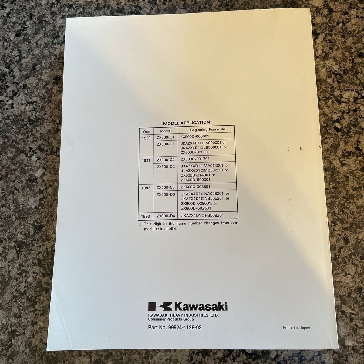 1990-1993 Ninja ZX6 Original OEM Kawasaki Motorcycle Service