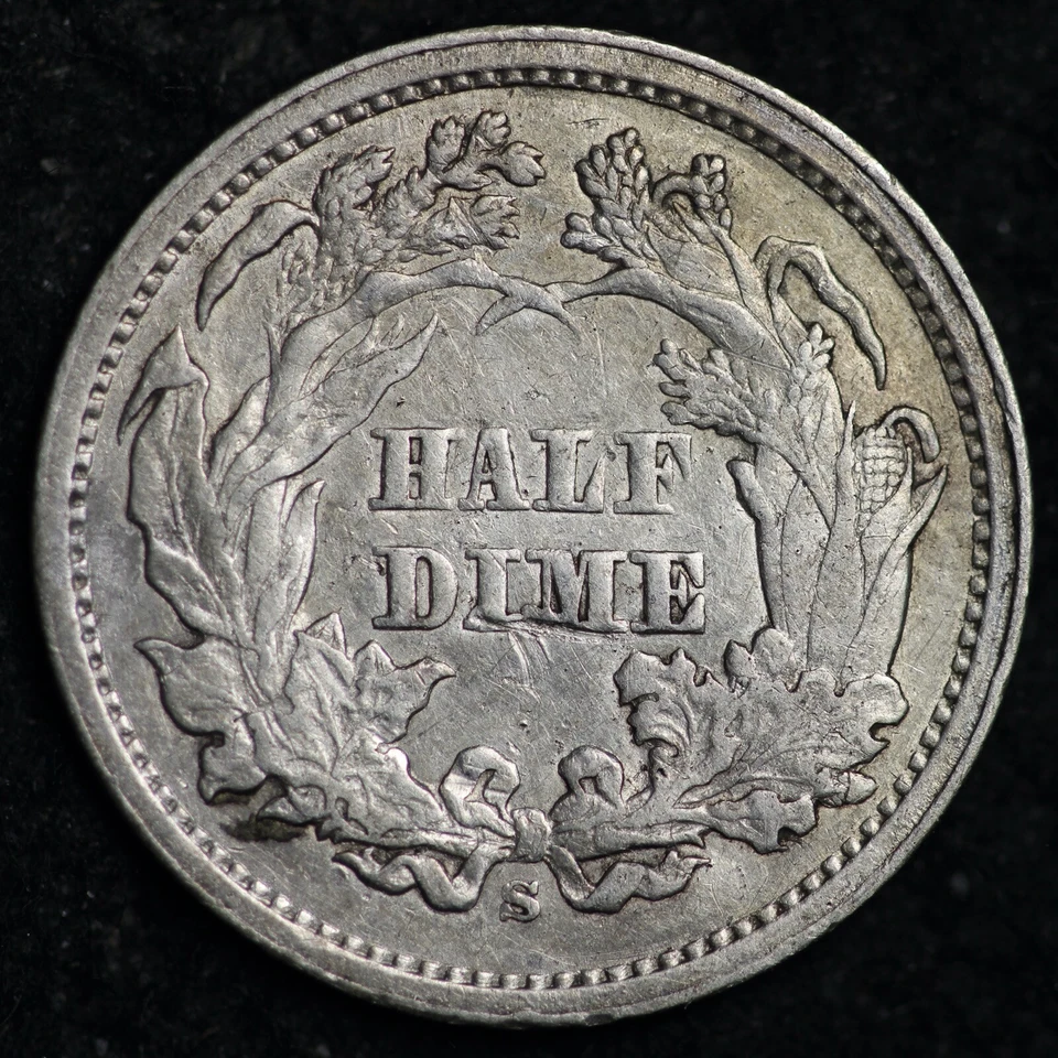 1869-S V-3 Seated Liberty Silver Half Dime CHOICE XF FREE SHIPPING E209 ALF - Image 2 of 2