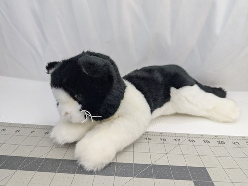 Bearington Black White Domino Cat Plush Kitten 15 Inch Long Stuffed Animal Toy