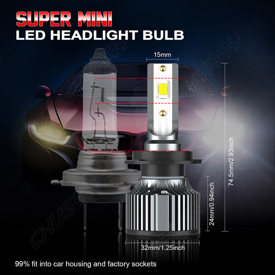 For Dodge Neon 2017 2018 2019 2020 LED Headlight Fog Light Bulbs Bright White 6x - Image 2 of 4