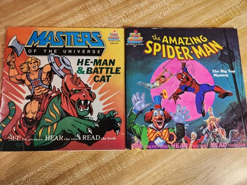 Kid Stuff See Hear Read Books - Spider-Man Big Top Mystery - He-Man Battle Cat