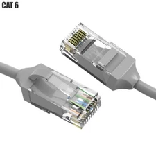 CAT6 RJ45 Slim Ethernet LAN Network Patch Cable Cord UTP Copper Wire 28AWG Gray