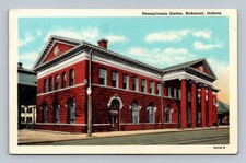 Vintage Pennsylvania Station Richmond Indiana Postcard 1946
