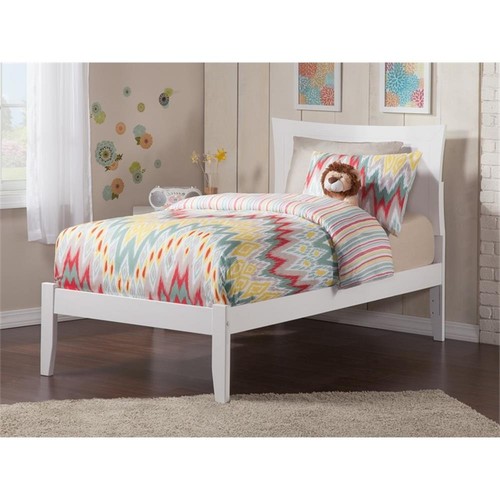 AFI Metro Twin XL Solid Wood Platform Bed with USB Charging Station in White - Picture 2 of 6