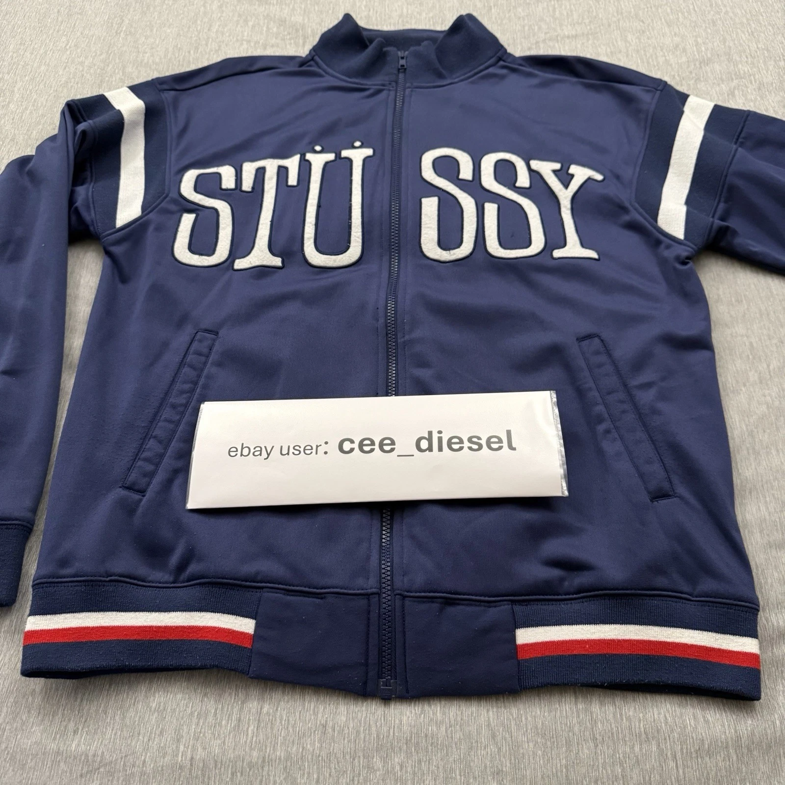 Stussy Men's Navy blue Full Zip Polyester Track Jacket Size L vintage large - product detail image 6