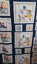 Vtg Handcrafted Baby Crib Quilt Bears Numbers LG 42x71