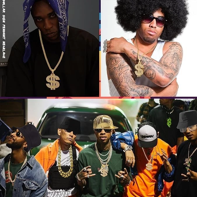 80 90s Trajes para Hombres Mujeres Hip Hop Disfraces Kit Rapero Temático Fiesta Trajes... Foto 4 de 4