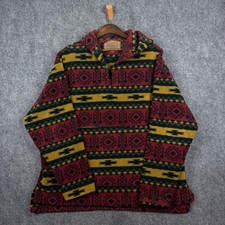 Woolrich Fleece Hoodie Mens XL Red Aztec Southwestern Pullover Made in USA 0722