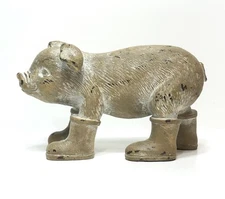 Pig Hog Wearing Rain Boots Resin Figurine 4 1/4" x 7"