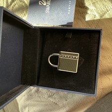 SWAROVSKI Pad Lock Jet Hematite Silver Black LOCK KEY FOB Bag Charm 1068069