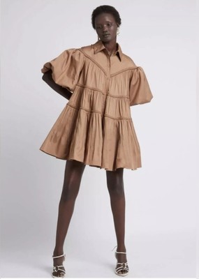 brown aje dress Cohort Midi Dress-UMBER BROWN / 4