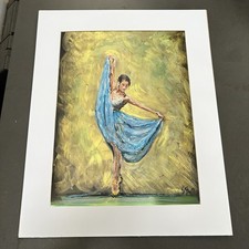 Oil Painting Ballet Dancer Impressionist Oil Signed Colourful Gold Ballerina