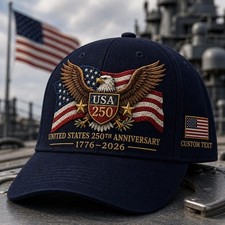 Custom USA 250th Anniversary Hat 1776 2026 Patriotic Eagle Embroidered Cap
