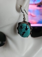 Blue Turquoise 925 Silver Dangle Earrings 1.6" NWOT