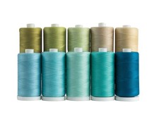 100 Cotton Thread Sets - 1200 Yard Spools Set of 10 - Shoreline 