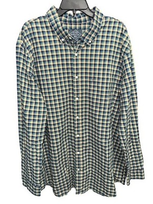 St Johns Bay 2XLT Shirt Green Check Comfort Stretch Classic Fit Pocket 2XL Tall