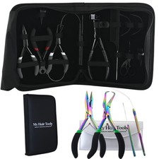 Hair Extension Tools Kit   Tape-In, Nano  Micro Beads Pliers Set with Loop Tool