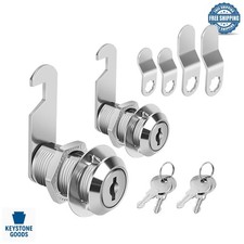 Keyed Alike Cam Locks - Chrome Finish Zinc Alloy, 2 Pcs for Cabinets, Mailbox...