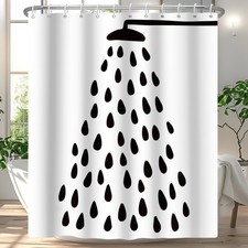 Black and White Shower Curtain Water Drop 72"W x 72"L Pack of 1 , A-white