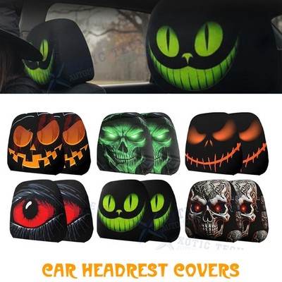 Funny Decoration Spoof Face Headrest Covers Halloween Personalized Mask Auto