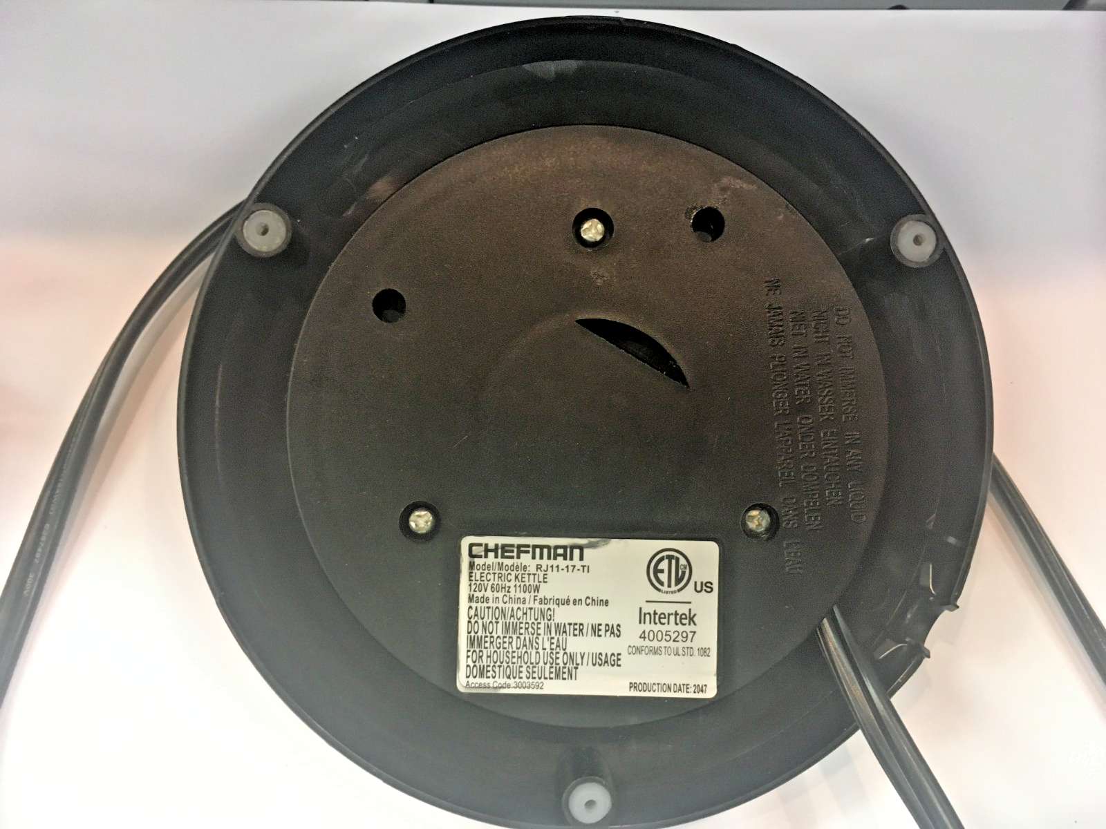 Original Chefman Electric Tea Water Kettle Replacement Base Only RJ11 ...