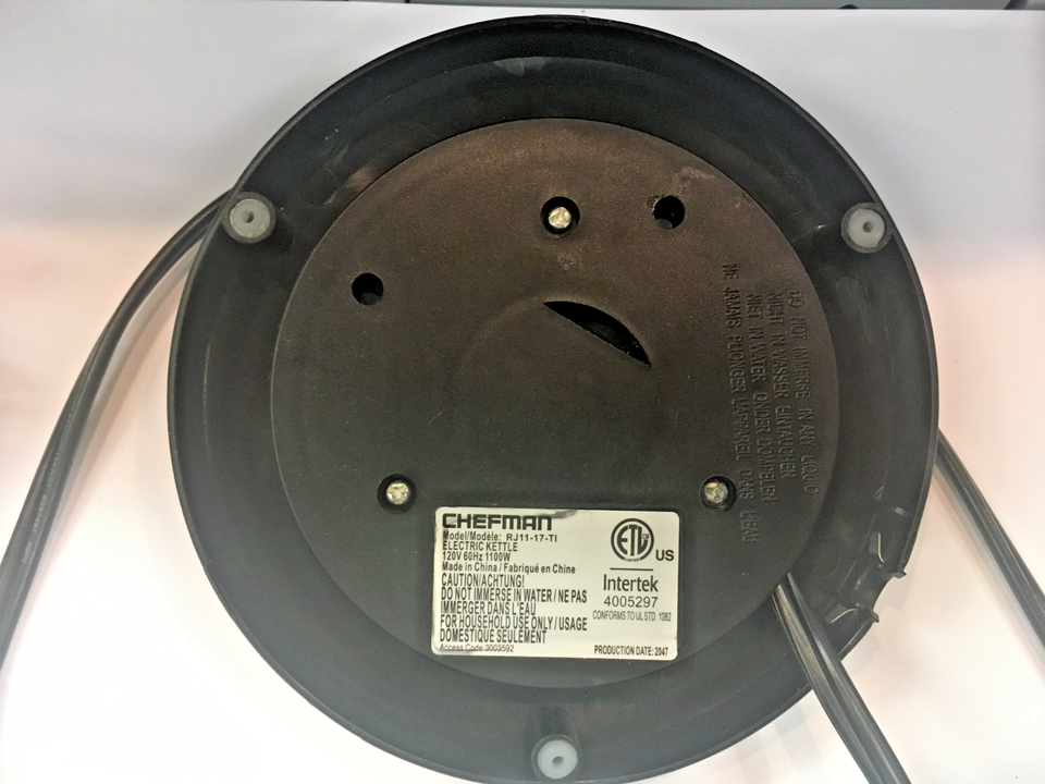 Original Chefman Electric Tea Water Kettle Replacement Base Only RJ11 ...