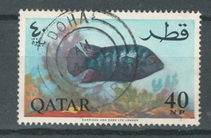 QATAR  MIDDLE EAST POSTAL USED FISH 40 NP  STAMP   LOT ( Katar 779)