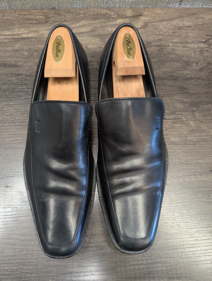 HUGO BOSS венецианский черный кожаный скольжения на платье мокасины туфли мужские 11,5 - Изображение 3 из 4