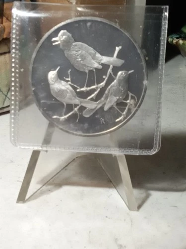 1971 Franklin Robert Bird NIGHTINGALES #14 Limited Sterling Silver 2.25 OZ Coin