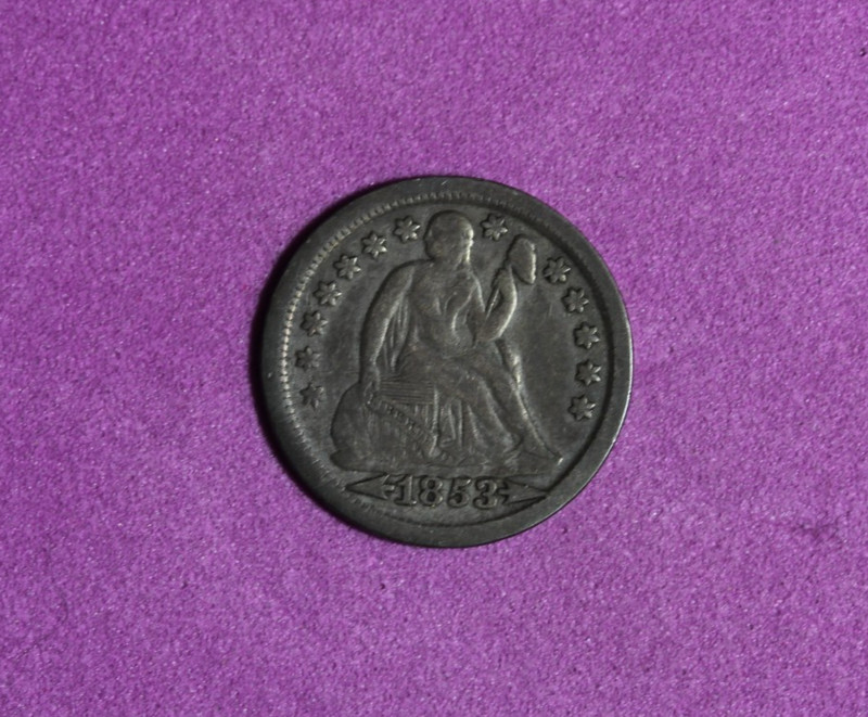1853- LIBERTY ONE DIME SILVER COIN #P34316