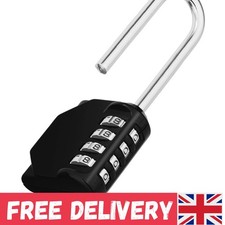 4 Digit Heavy Duty Combination Padlock with Long Shackle for Secure Outdoor Use