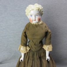 Antique Blonde China Head Doll Fully Exposed Ears 24" Low Brow Repaired Arm