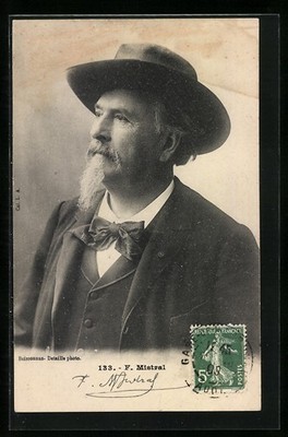Ansichtskarte Frederic Mistral, 1830 - 1914, Portrait mit Hut 1909 