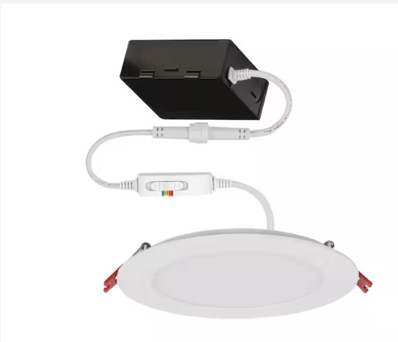 Commercial Electric Ultra Slim Integrated LED 6 in Round Adj Color Temp Canless.