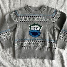 Cookie Monster Kids Toddler 4T Christmas Sweater Sesame Street Busch Gardens