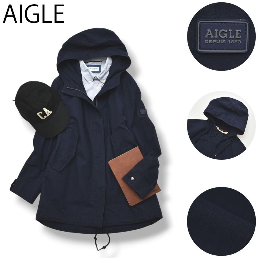 Aigle Hooded Mountain Parka Jacket Lightweight 38 Navy Rubber Tag Ladies