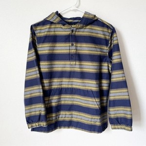 Boys Treasure & Bond Woven Striped Hooded Henley Hoodie L (10/12) 100% Cotton