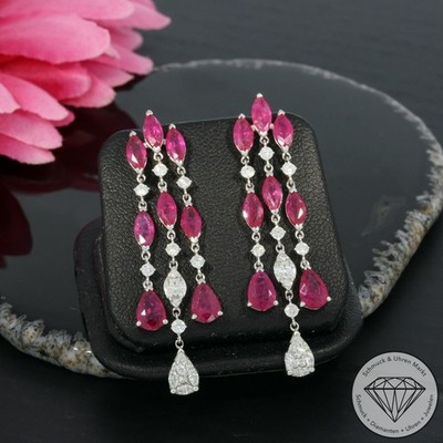 Wert 4690   Brillant Diamant Rubin Ohrringe 750 18 Karat Weiß Gold xxyy