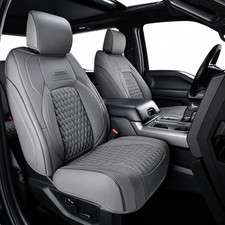 Front Seat Covers Faux Leather Fit Dodge Ram 1500 2500 3500 Flat Front Gray