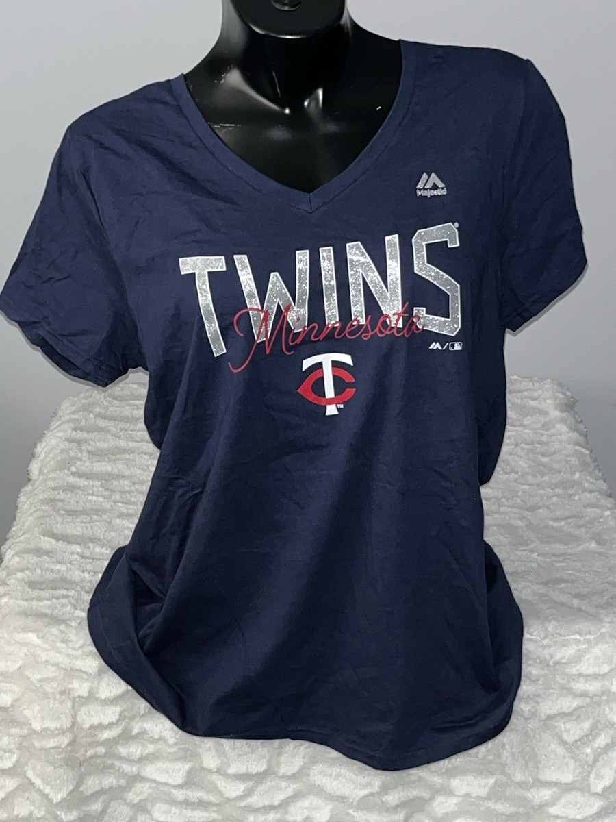 MINNESOTA TWINS MLB WORDMARK V-NECK SHORT SLEEVE SHIRT WOMENS