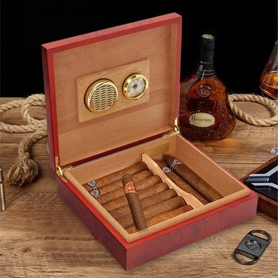 Premium Zigarren Humidor Box Zedernholz 20 Stück mit Hygrometer Luftbefeuchter