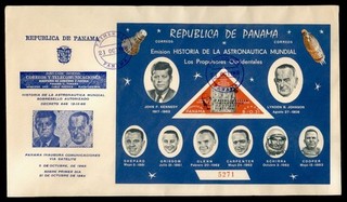 DR WHO 1968 PANAMA FDC SPACE JOHN F KENNEDY JFK IMPERF S/S LR81689