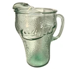 Vtg Coca Cola Coke Pebbled Green Glass Pitcher Flower Vase 64oz. Party Barware