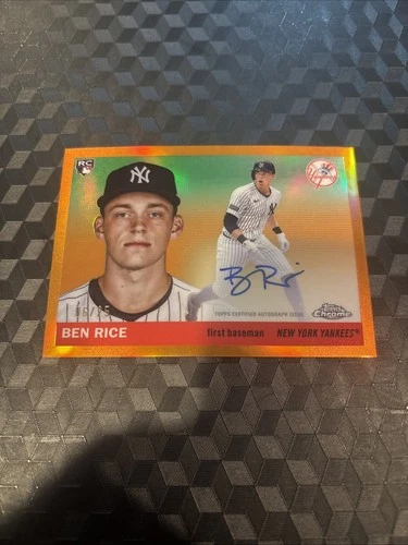 2025 Topps Chrome Platinum Ben Rice True Orange AUTO Rookie Yankees CPA-BR /25