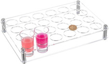 24 Shot Glass Tray Holder, Clear Bar Acrylic Shot Glasses Holders Wine Cup Servi